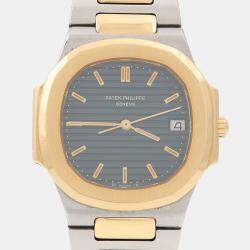 مملوكة مسبقًا Patek Philippe Nautilus 3900/1 Automatic Black 18K Yellow Gold Stainless Steel Men's Wristwatch 33mm