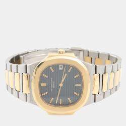 مملوكة مسبقًا Patek Philippe Nautilus 3900/1 Automatic Black 18K Yellow Gold Stainless Steel Men's Wristwatch 33mm