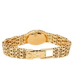 Pre Owned Patek Philippe Champagne Diamonds 18K Yellow Gold Vintage Oval 4752/001 Women's Wristwatch 18 MM