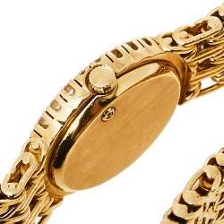 Pre Owned Patek Philippe Champagne Diamonds 18K Yellow Gold Vintage Oval 4752/001 Women's Wristwatch 18 MM