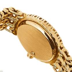 Pre Owned Patek Philippe Champagne Diamonds 18K Yellow Gold Vintage Oval 4752/001 Women's Wristwatch 18 MM