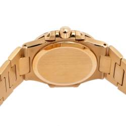 Pre Owned Patek Philippe Black 18K Yellow Gold Diamonds Nautilus 4700 Women's Wristwatch 27 mm