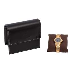 Pre Owned Patek Philippe Black 18K Yellow Gold Diamonds Nautilus 4700 Women's Wristwatch 27 mm