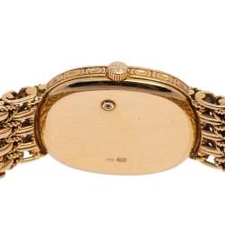 Pre Owned Patek Philippe Blue 18K Yellow Gold Diamond Ellipse 4698/1 Circa 1986 Women's Wristwatch 20 mm