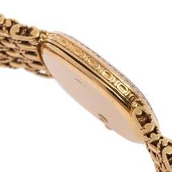 Pre Owned Patek Philippe Blue 18K Yellow Gold Diamond Ellipse 4698/1 Circa 1986 Women's Wristwatch 20 mm