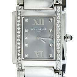 Patek Philippe Grey Stainless Steel Diamond Twenty-4 4910/10A-010 Women's Wristwatch 25 mm