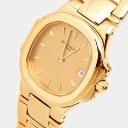 Pre Owned Patek Philippe Champagne 18k Yellow Gold Nautilus 4700/51 Women's Wristwatch 27 mm