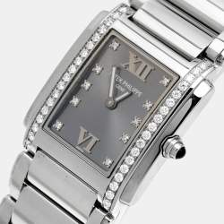 Pre Owned Patek Philippe Grey Stainless Steel Diamonds Twenty-4 4910/10A-010 Women's Wristwatch 25 mm