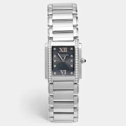 Pre Owned Patek Philippe Grey Stainless Steel Diamonds Twenty-4 4910/10A-010 Women's Wristwatch 25 mm