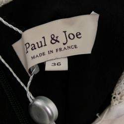 Paul & Joe Black Jacquard Lace Bib Detail Rythme Sleeveless Dress S