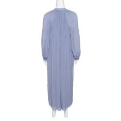 Pre Owned Paul and Joe Elegante Grey Plisse Crepe Tie Detail Midi Dress M