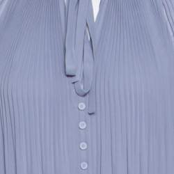 Pre Owned Paul and Joe Elegante Grey Plisse Crepe Tie Detail Midi Dress M