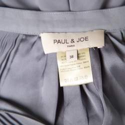 Pre Owned Paul and Joe Elegante Grey Plisse Crepe Tie Detail Midi Dress M