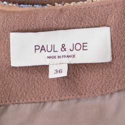 Paul and Joe Brown Embellished Neck Detail Short Sleeve Toutbon Dress S