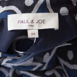 مملوكة مسبقًا Paul and Joe Navy Blue Printed Silk Cutout Back Detail Zanzibar Dress S