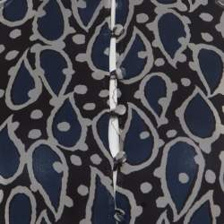 مملوكة مسبقًا Paul and Joe Navy Blue Printed Silk Cutout Back Detail Zanzibar Dress S