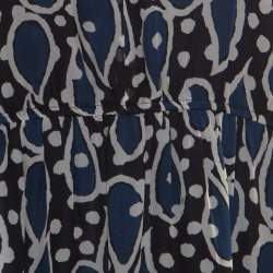 مملوكة مسبقًا Paul and Joe Navy Blue Printed Silk Cutout Back Detail Zanzibar Dress S