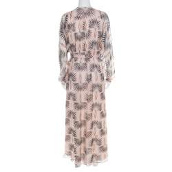 Pre Owned فستان ماكسي بول اند جو فالنتاين بياقة فيونكة شيفون وحرير منقوش وردي M