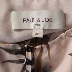 Pre Owned فستان ماكسي بول اند جو فالنتاين بياقة فيونكة شيفون وحرير منقوش وردي M