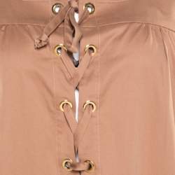 Paul and Joe Brown Lace Up Detail Tiered Veracruz Maxi Dress M