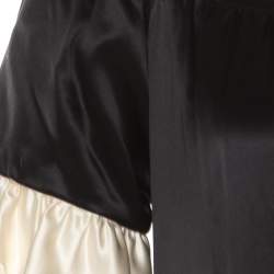 Paul and Joe Black Satin Contrast Ruffled Trim Detail Dress S