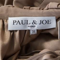 Paul & Joe Brown Silk Neck Tie Ruffled Neck Cerlina Dress S
