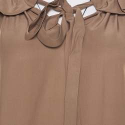 Paul & Joe Brown Silk Neck Tie Ruffled Neck Cerlina Dress S