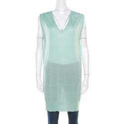 Paul and Joe Mint Green Cashmere and Silk Knit V-Neck Sleeveless Tunic M