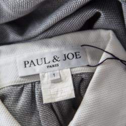 Paul & Joe Grey Basketweave Cotton Contrast Yoke Long Sleeve Top ( One Size )