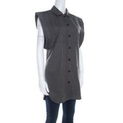 Paul and Joe Vintage Dark Grey Wool Dropped Armhole Buttoned Tunic S