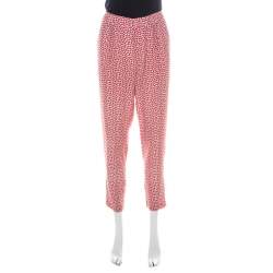 Paul and Joe Red Strawberry Print Cotton Blend Relaxed Tapered Pants M