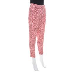 Paul and Joe Red Strawberry Print Cotton Blend Relaxed Tapered Pants M