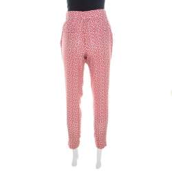 Paul and Joe Red Strawberry Print Cotton Blend Relaxed Tapered Pants M