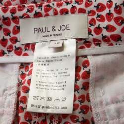 Paul and Joe Red Strawberry Print Cotton Blend Relaxed Tapered Pants M