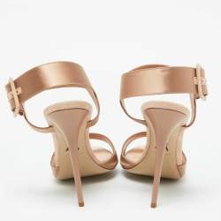 Pre Owned Paul Andrew Beige Satin Kalida Ankle Strap Sandals Size 41