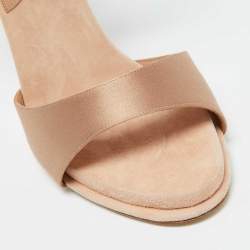 Pre Owned Paul Andrew Beige Satin Kalida Ankle Strap Sandals Size 41