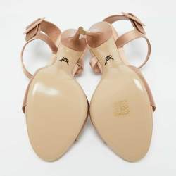 Pre Owned Paul Andrew Beige Satin Kalida Ankle Strap Sandals Size 41