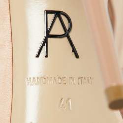 Pre Owned Paul Andrew Beige Satin Kalida Ankle Strap Sandals Size 41