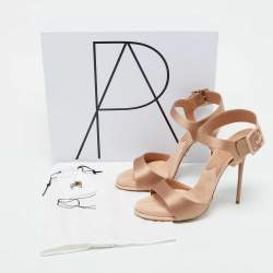 Pre Owned Paul Andrew Beige Satin Kalida Ankle Strap Sandals Size 41