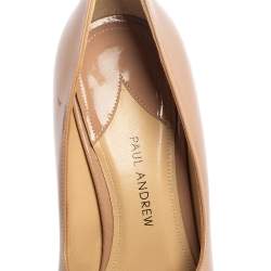 Paul Andrew Beige Patent Leather Pointed Toe Pumps Size 37.5