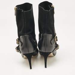 Paul Andrew Black Leather and Suede Ankle Length Boots Size 39.5
