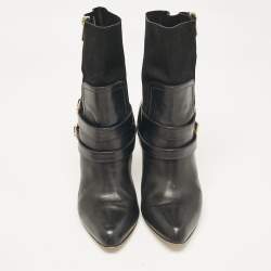 Paul Andrew Black Leather and Suede Ankle Length Boots Size 39.5