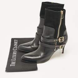 Paul Andrew Black Leather and Suede Ankle Length Boots Size 39.5