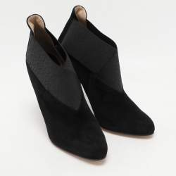 Paul Andrew Black Elastane and Suede Booties Size 39