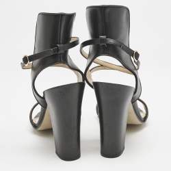 Pre Owned Paul Andrew Black Leather Lexington 105 Ankle Strap Sandals Size 39.5