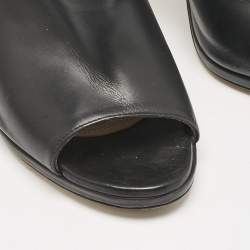 Paul Andrew Black/Grey Leather And Suede Criss Cross Open Toe Ankle Strap Boots  Size 38