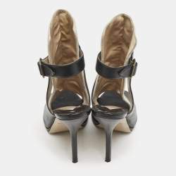 Paul Andrew Black/Grey Leather And Suede Criss Cross Open Toe Ankle Strap Boots  Size 38