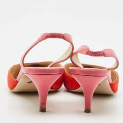 Pre Owned Paul Andrew Red Leather and Suede Rhea Slingback Pumps Size 41