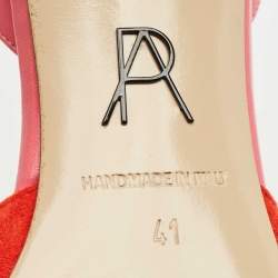 Pre Owned Paul Andrew Red Leather and Suede Rhea Slingback Pumps Size 41