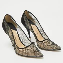 Pre Owned Paul Andrew Black Lace and Suede Sidai Pumps Size 38